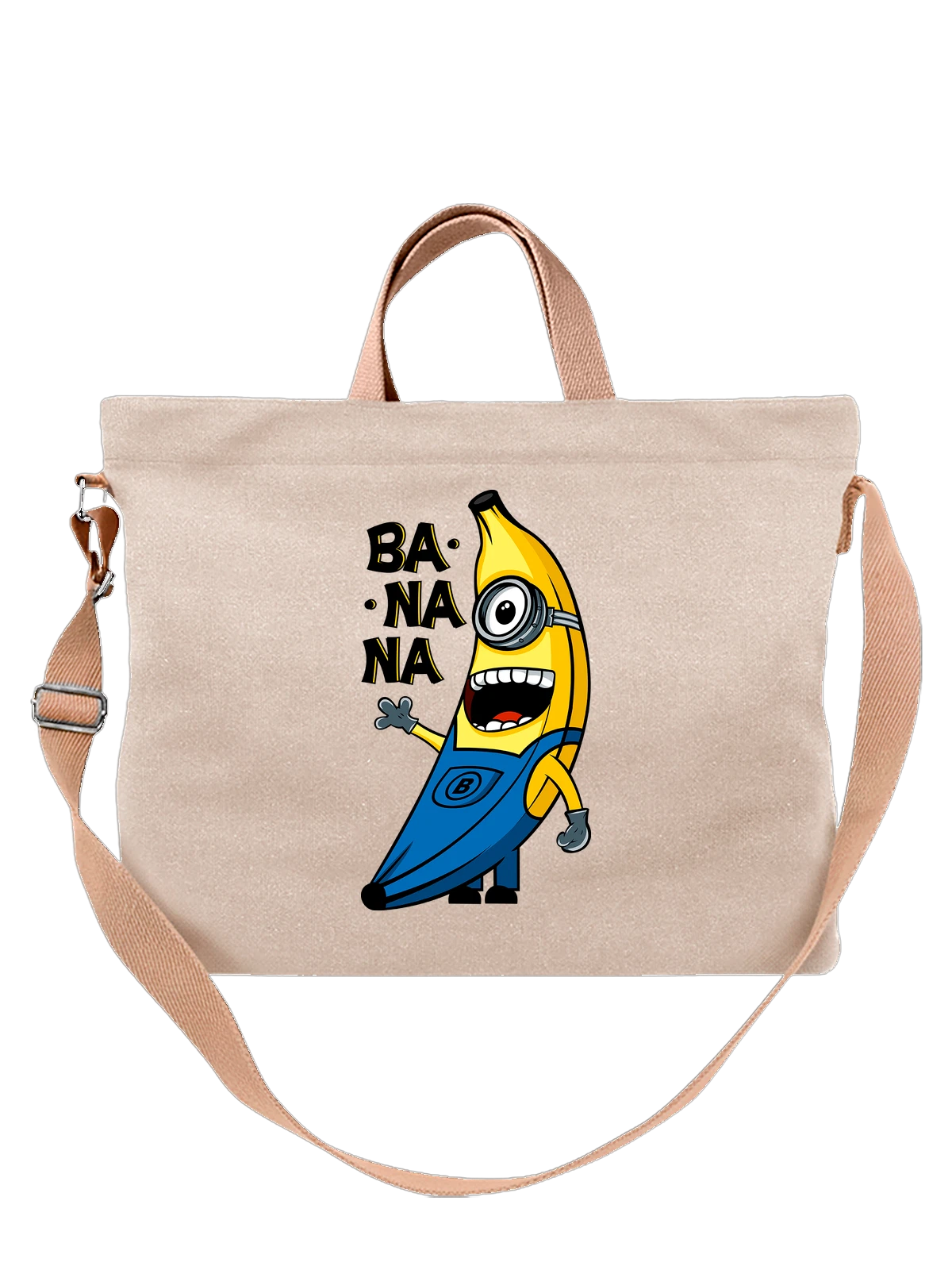 Сумка с Миньоном Minions надпись banana белая с принтом — желтый персонаж — Белая, фото 1