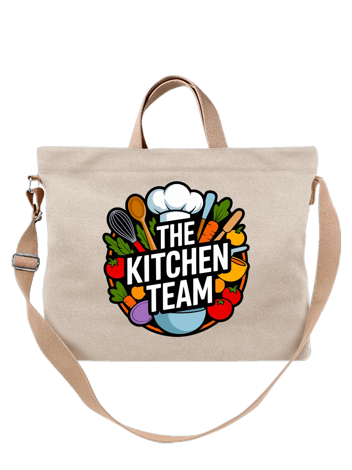 Сумка бежевая с принтом Кулинарная команда шеф повара THE KITCHEN TEAM — венчик — Бежевая, фото 1