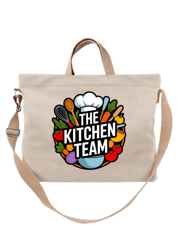Сумка бежевая с принтом Кулинарная команда шеф повара THE KITCHEN TEAM — Бежевая, фото 1