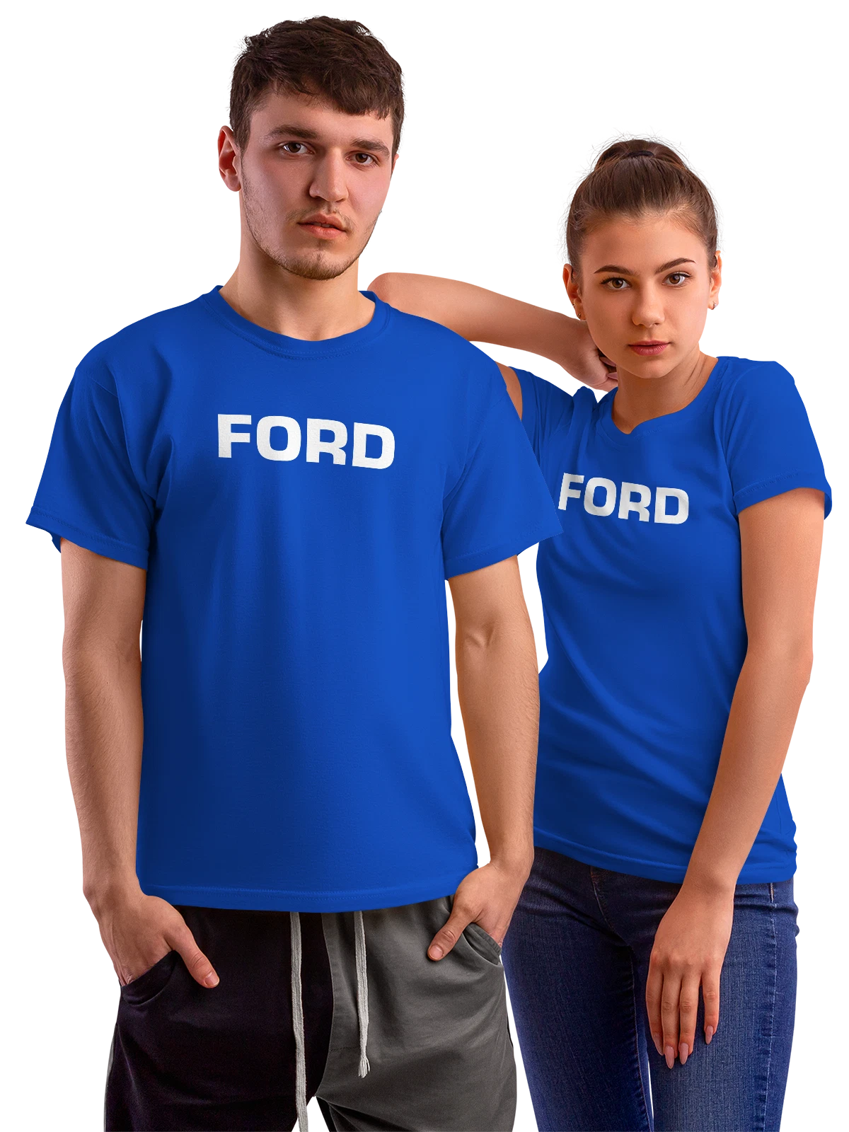 Футболка Ford синяя с принтом — контрастная типографика — Синяя, фото 1