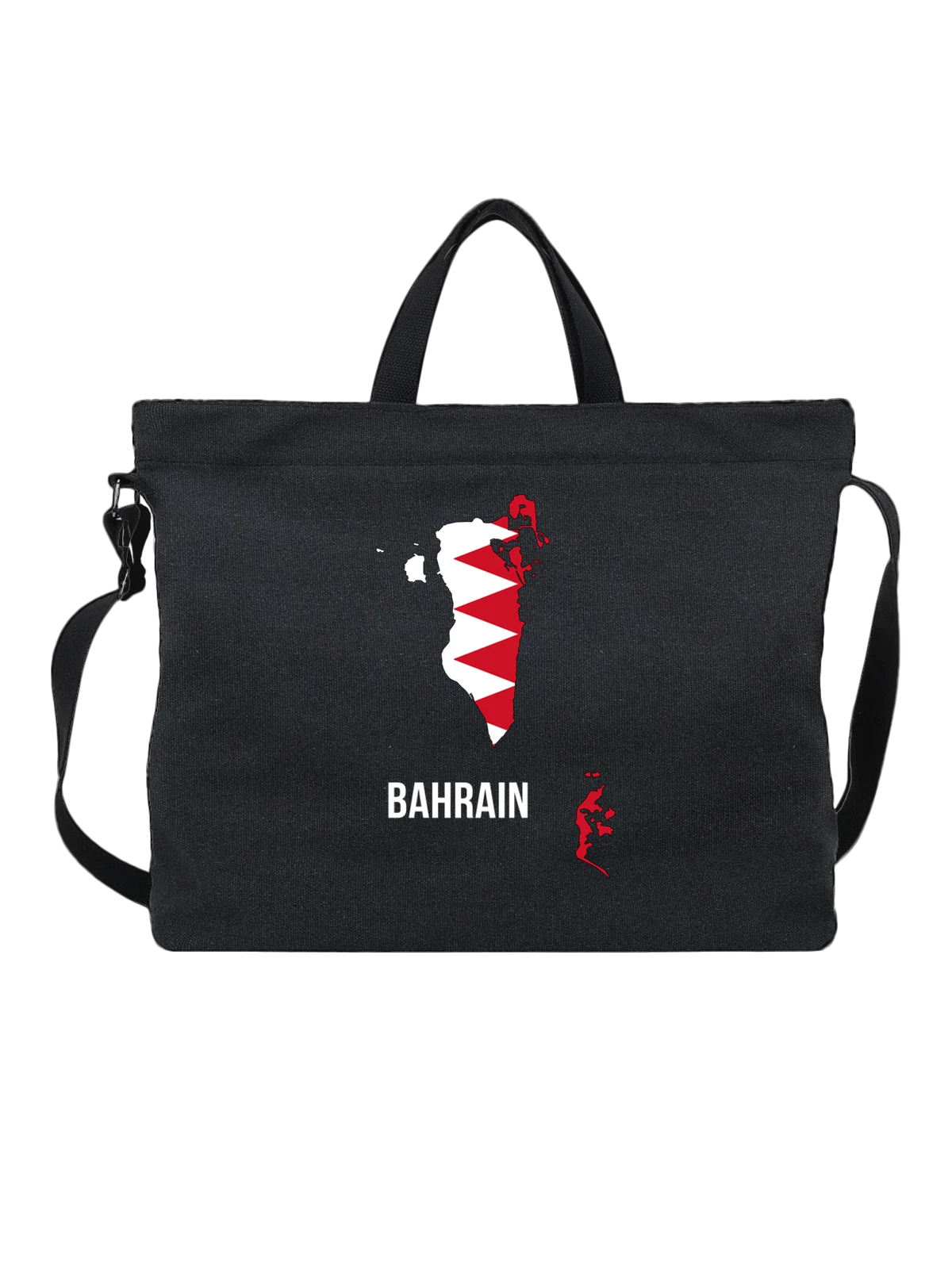 Сумка с флагом Бахрейна Bahrain чёрная с принтом — национальная символика — Чёрная, фото 1