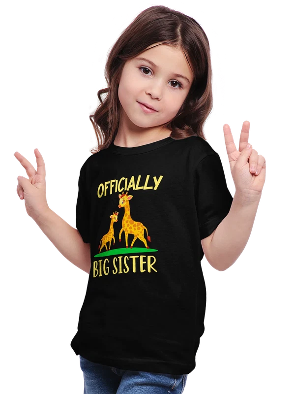 Футболка жирафы officially big sister — Чёрная, фото 1