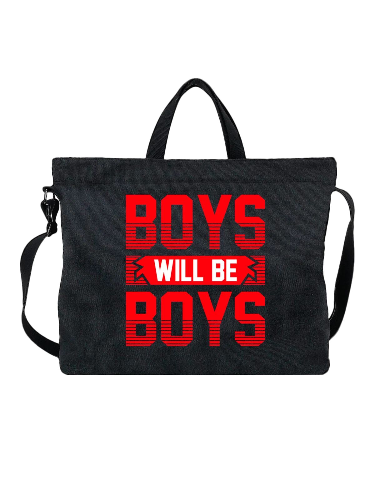 Сумка с надписью boys чёрная с принтом — подростковый гардероб — Чёрная, фото 1