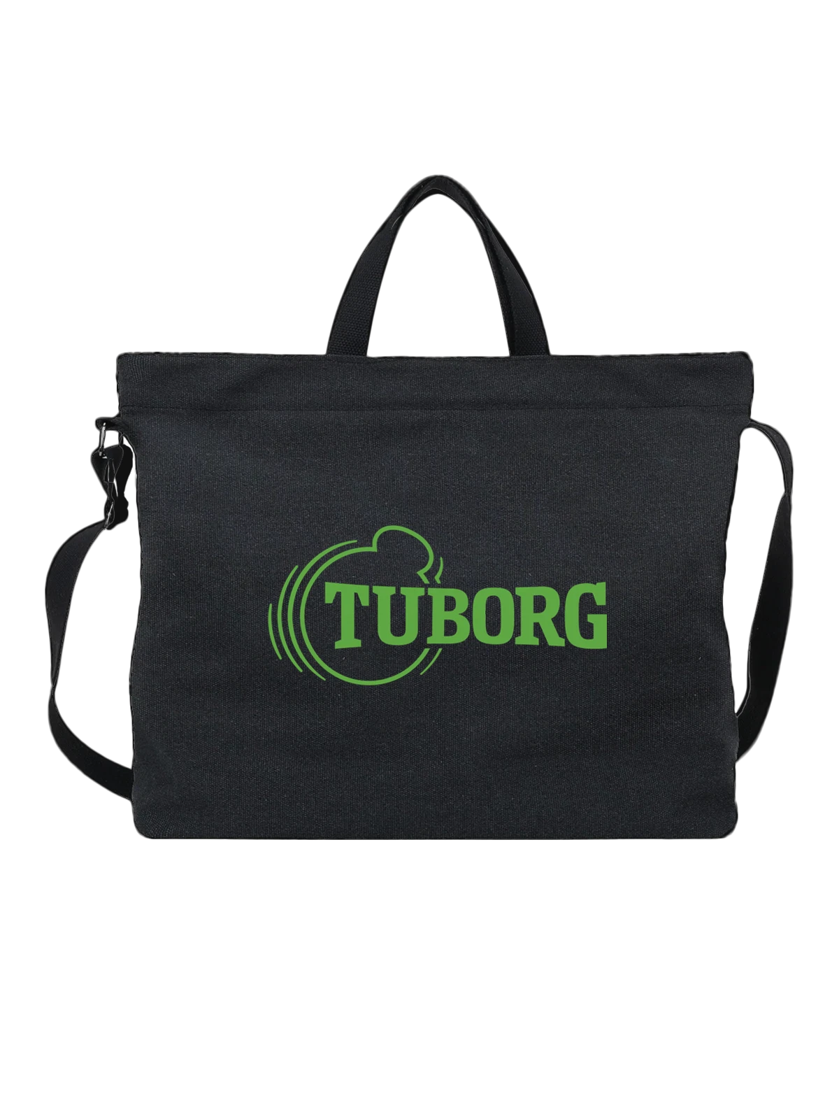 Сумка Tuborg чёрная с принтом — принт для бармена — Чёрная, фото 1