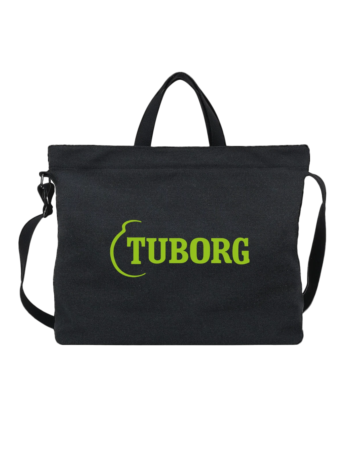 Сумка Tuborg чёрная с принтом — принт для бармена — Чёрная, фото 1