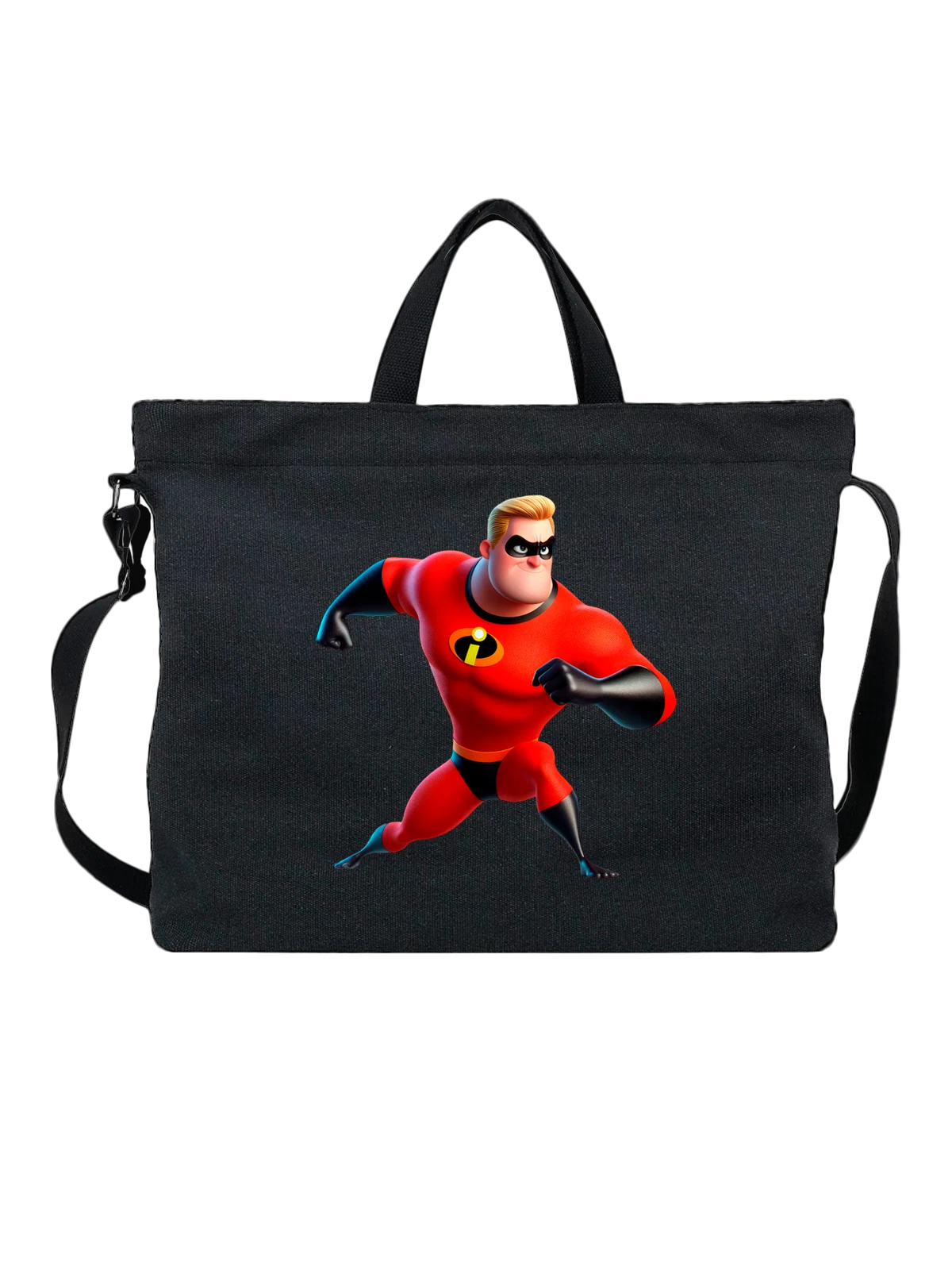 Сумка с Бобом Парр Суперсемейка Incredibles чёрная с принтом — кулинарный принт — Чёрная, фото 1