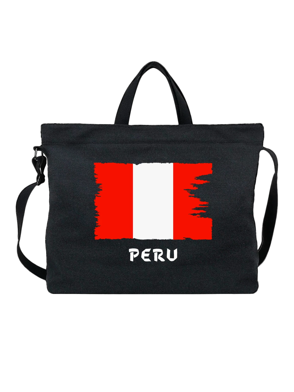 Сумка с флагом Перу Peru чёрная с принтом — национальная символика — Чёрная, фото 1