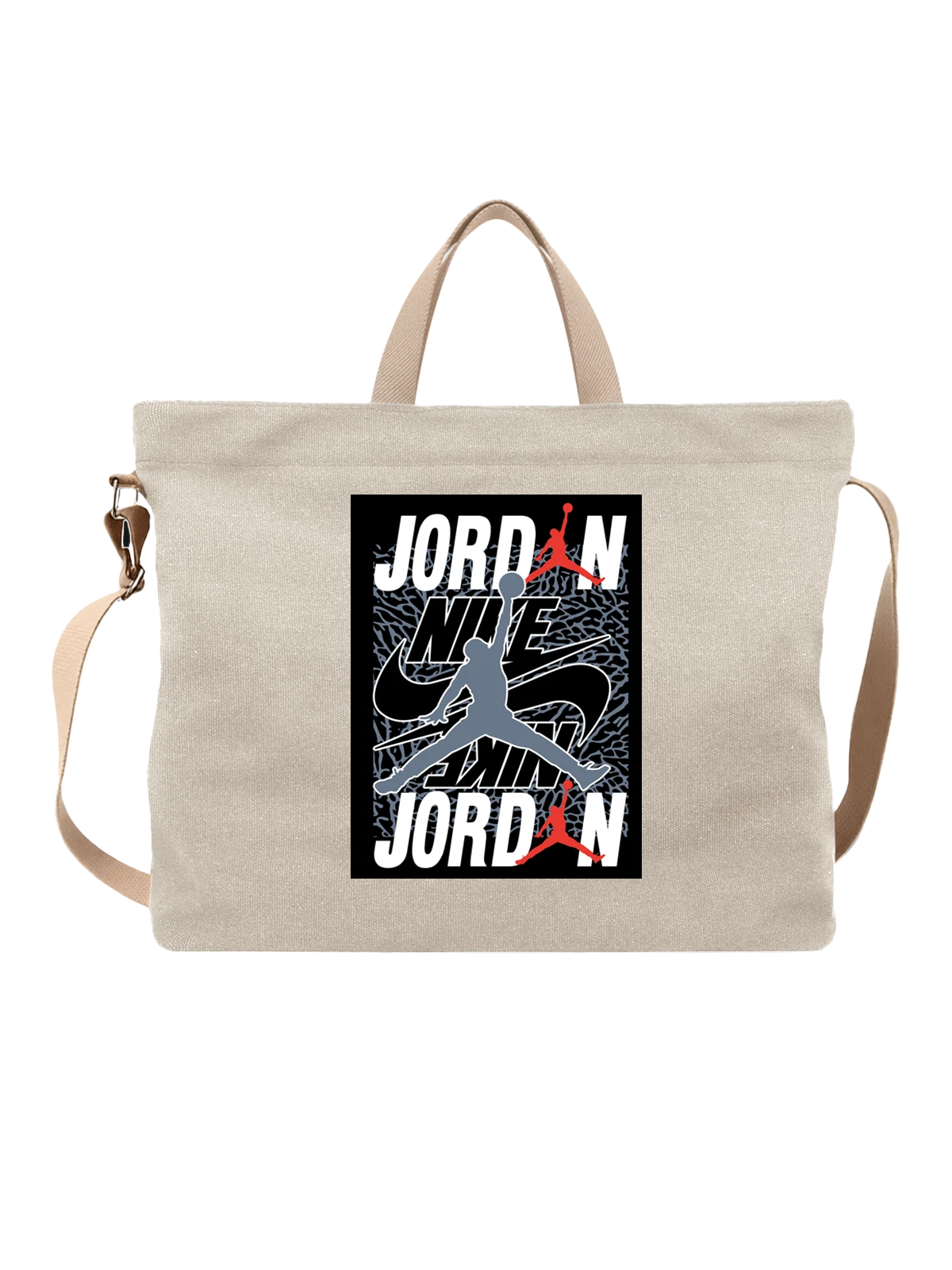 Сумка Jordan белая с принтом — крупные белые буквы — Белая, фото 1