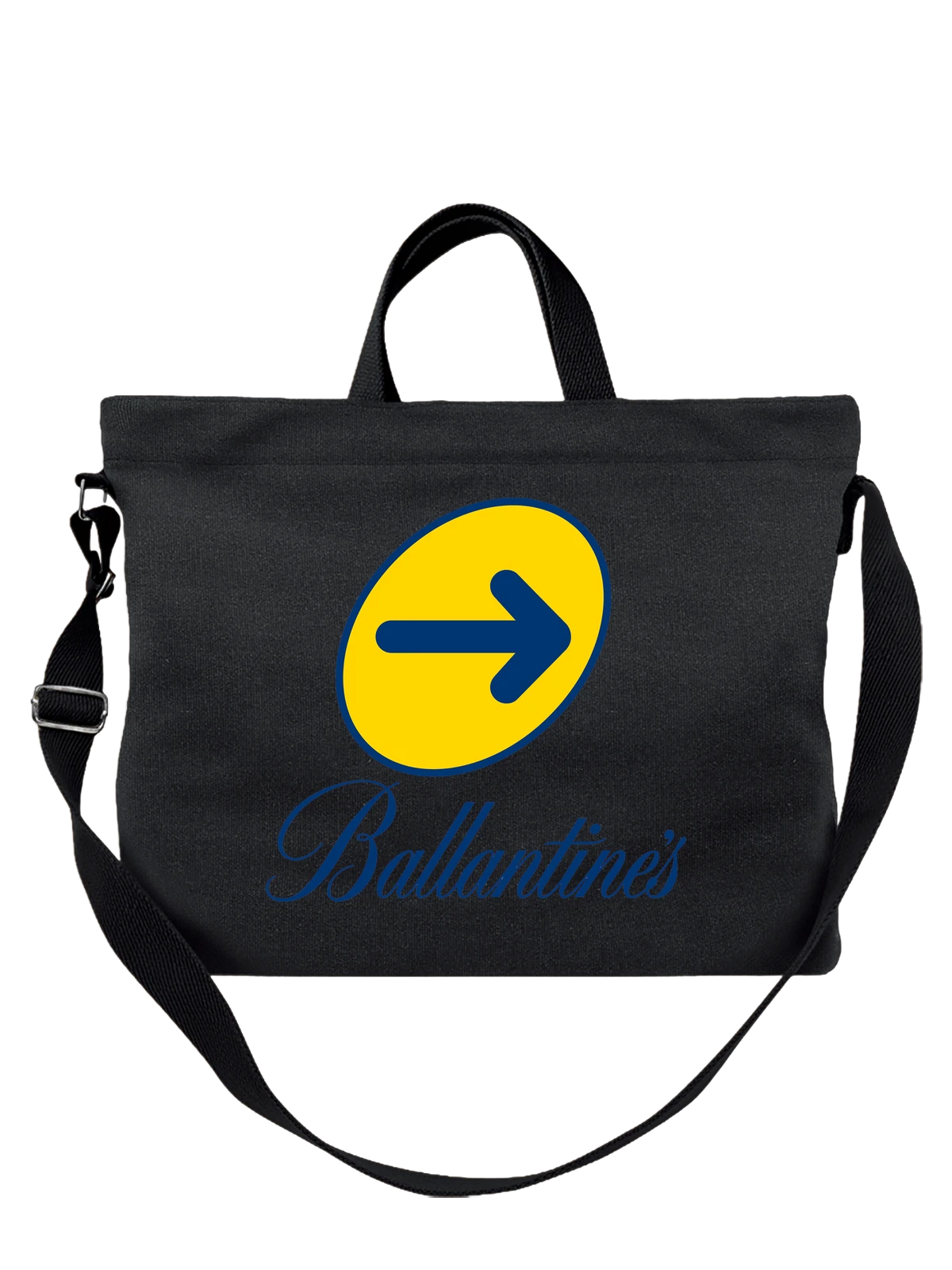 Сумка Ballantines чёрная с принтом — винтажная этикетка — Чёрная, фото 1