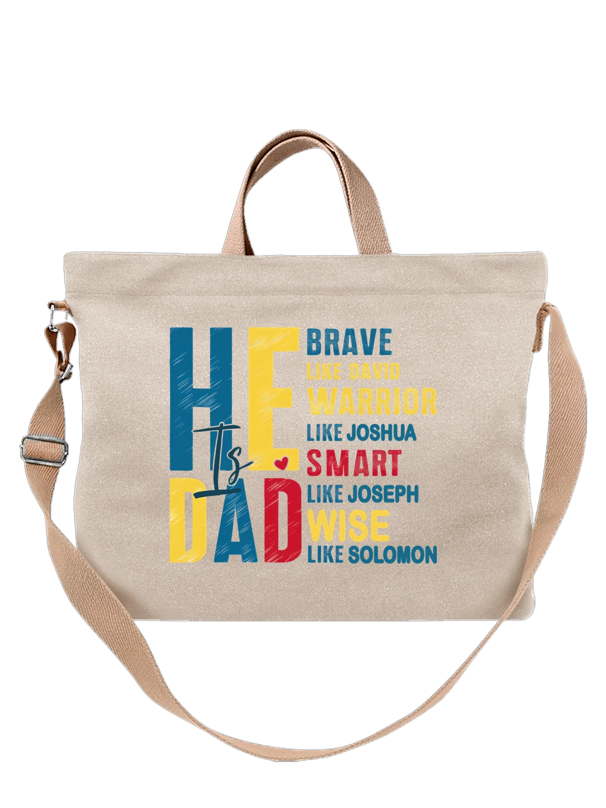 Сумка бежевая с принтом HEAD Its Dad Brave Like David Warrior Smart — smart — Бежевая, фото 1