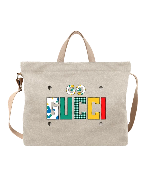 Сумка Gucci с логотипом GG и надписью — Белая, фото 1