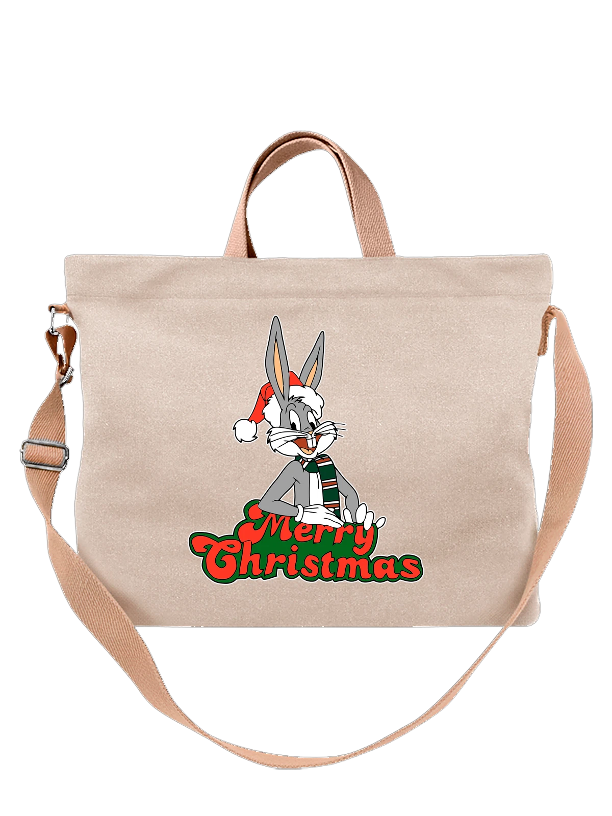 Сумка Багз банни с надписью merry cristmas белая с принтом — Daffy Duck — Белая, фото 1