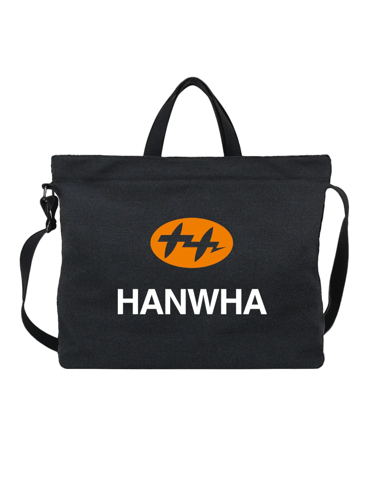 Сумка чёрная с принтом Hanwha — фирменная эмблема — Чёрная, фото 1