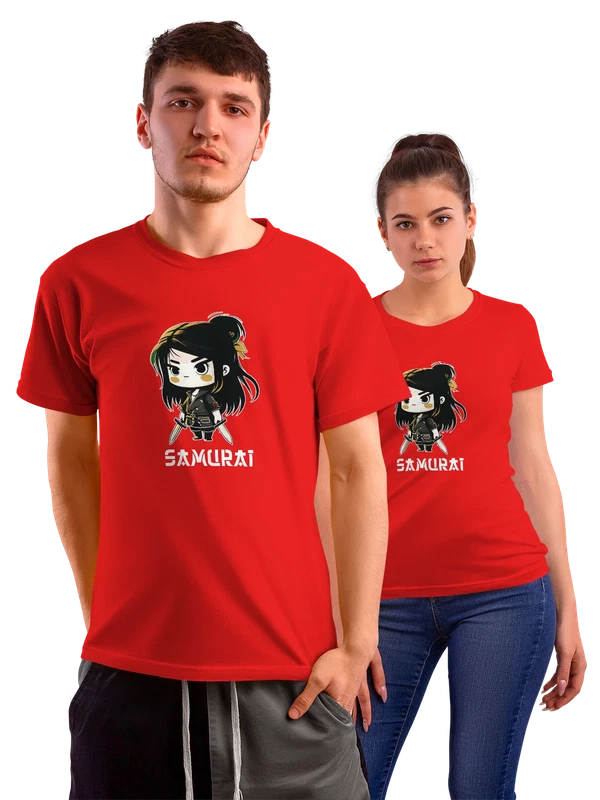 Футболка девушка аниме samurai — Красная, фото 1
