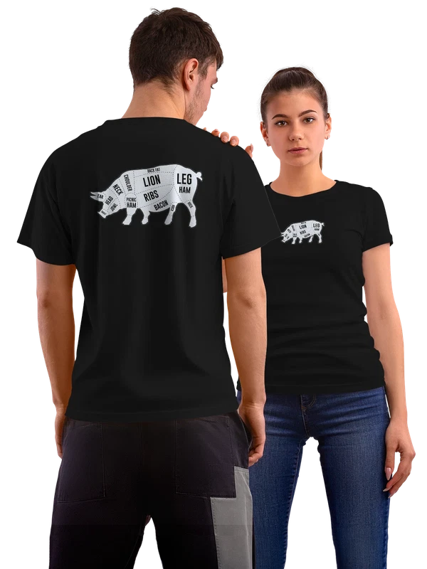 Футболка свинья bacon ribs neck — Чёрная, фото 1