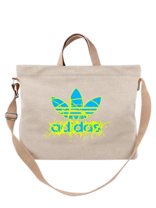Сумка Adidas логотип трилистник с надписью — Белая, фото 1