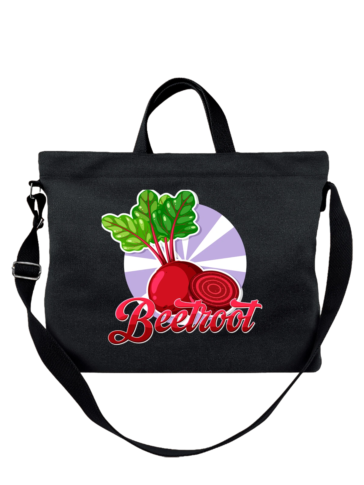 Сумка Свекла надпись beetroot чёрная с принтом — забавная еда — Чёрная, фото 1