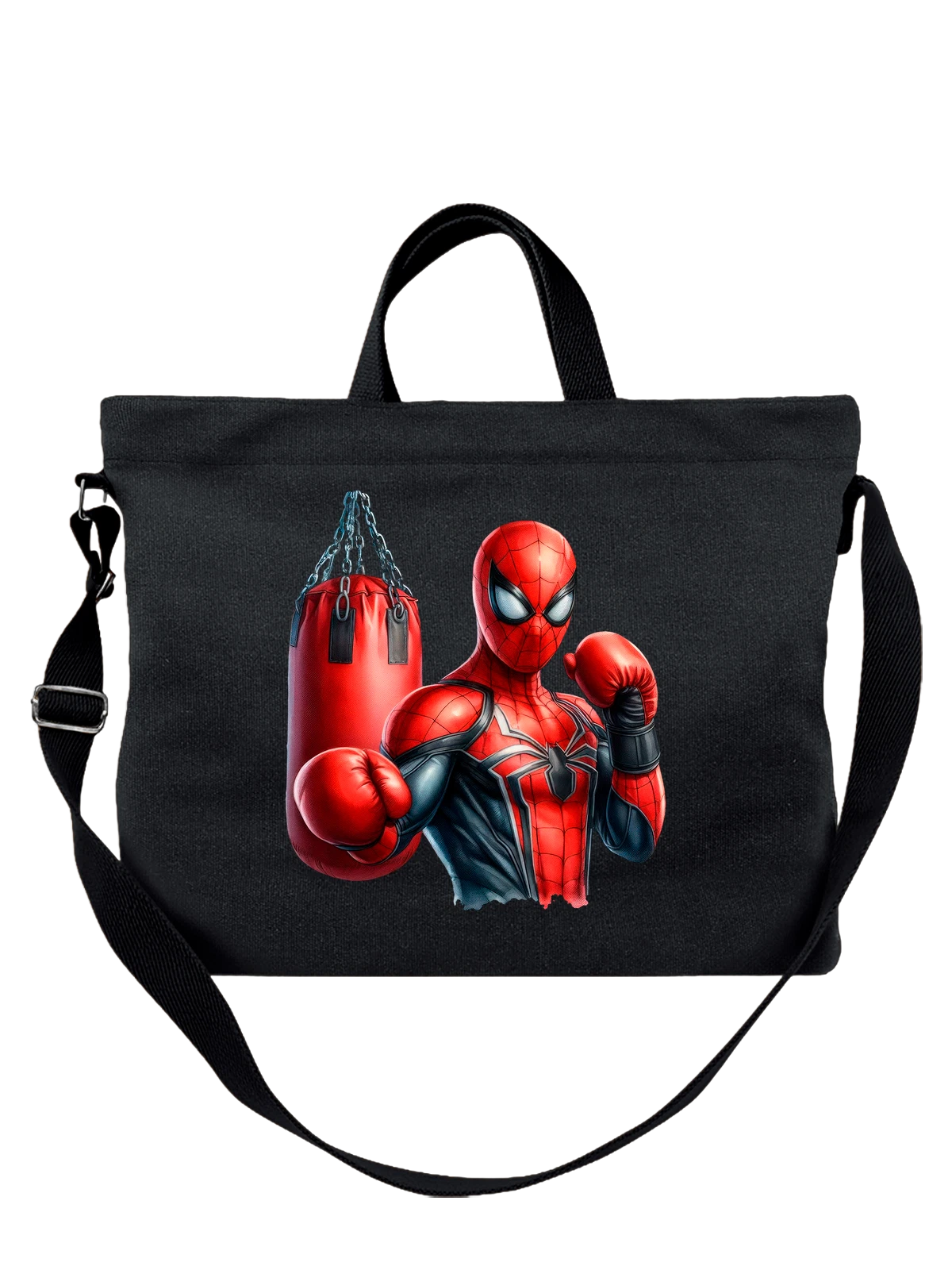 Сумка Человек Паук Spider Man чёрная с принтом — растительная пища — Чёрная, фото 1