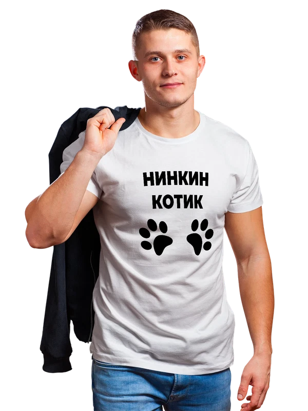 Футболка имя Нина котик — Белая, фото 1