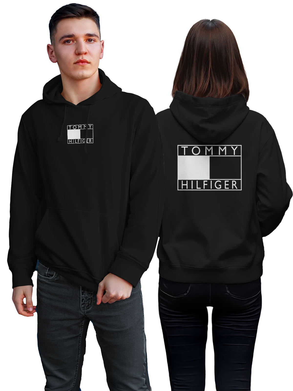 Худи Tommy Hilfiger чёрное с принтом — геометрическая композиция — Чёрная, фото 1