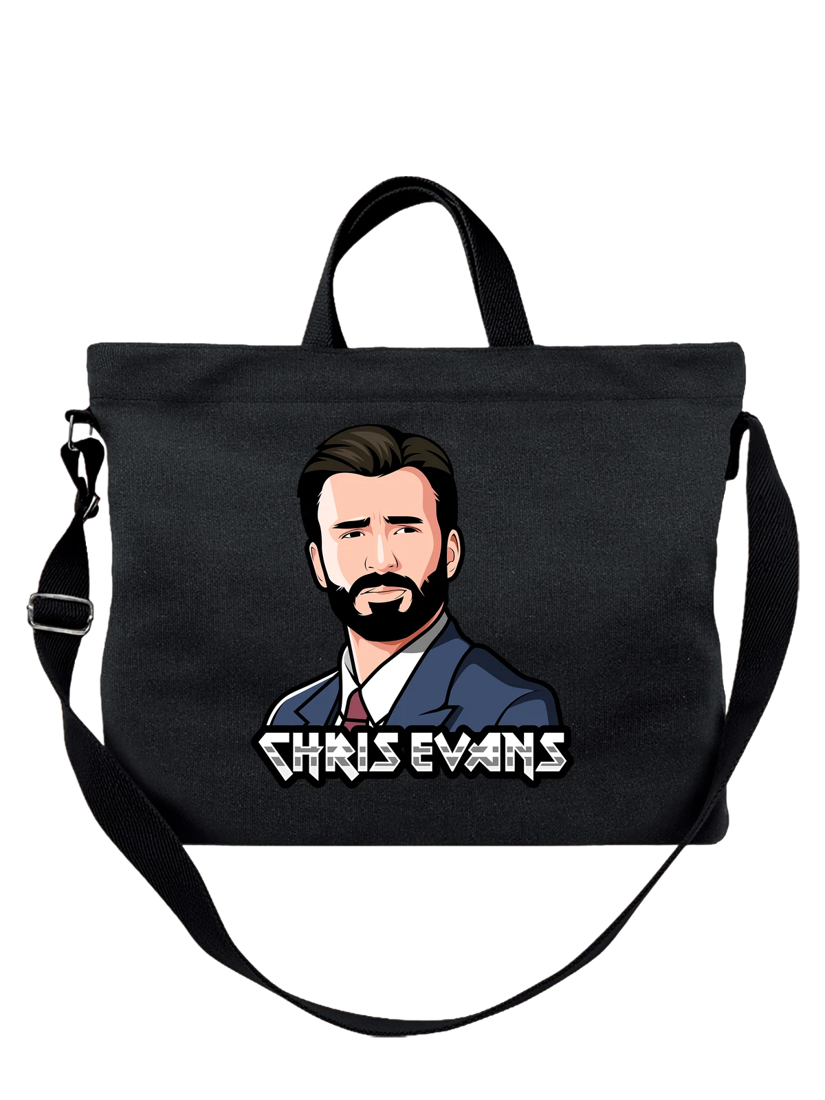 Сумка Chris Evans Крис Эванс чёрная с принтом — авторская графика — Чёрная, фото 1