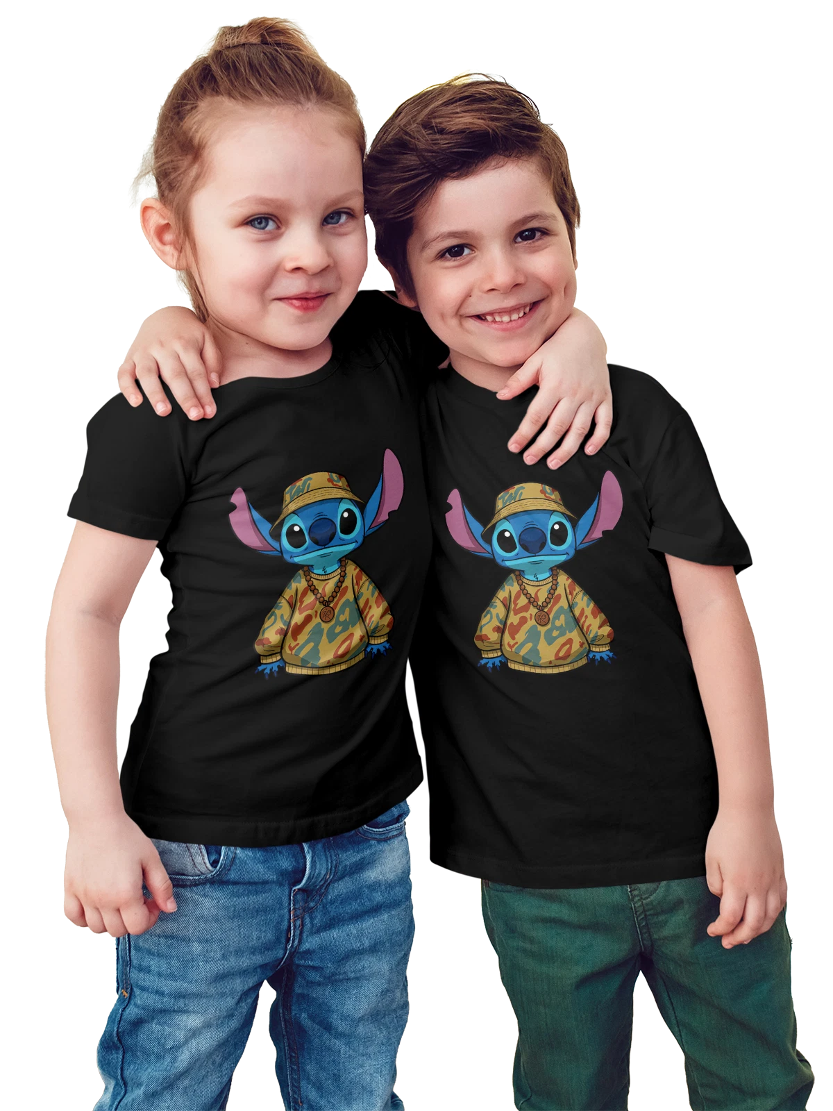 Футболка детская Стич Stitch мультфильм Disney чёрная с принтом — подвеска — Чёрная, фото 1
