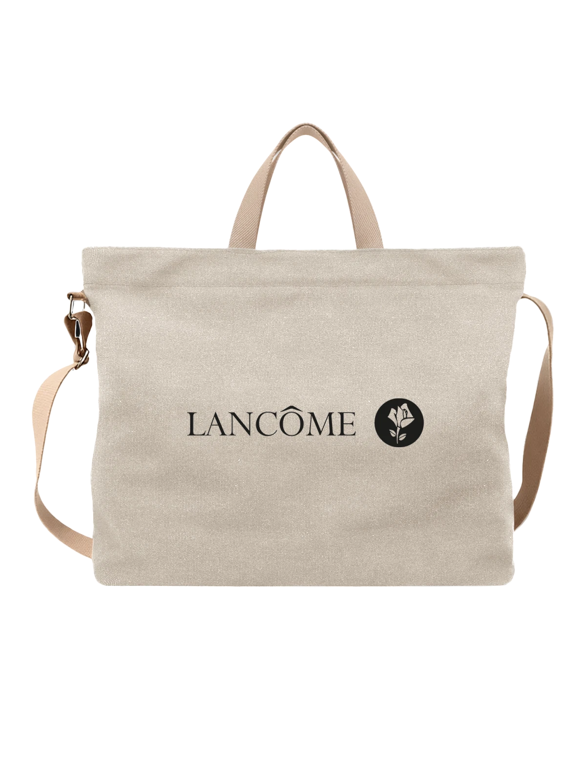 Сумка Lancome белая с принтом — цветочная эмблема — Белая, фото 1