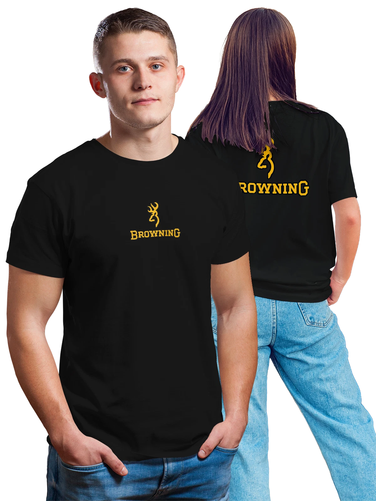 Футболка Browning чёрная с принтом на спине — современная айдентика — Чёрная, фото 1