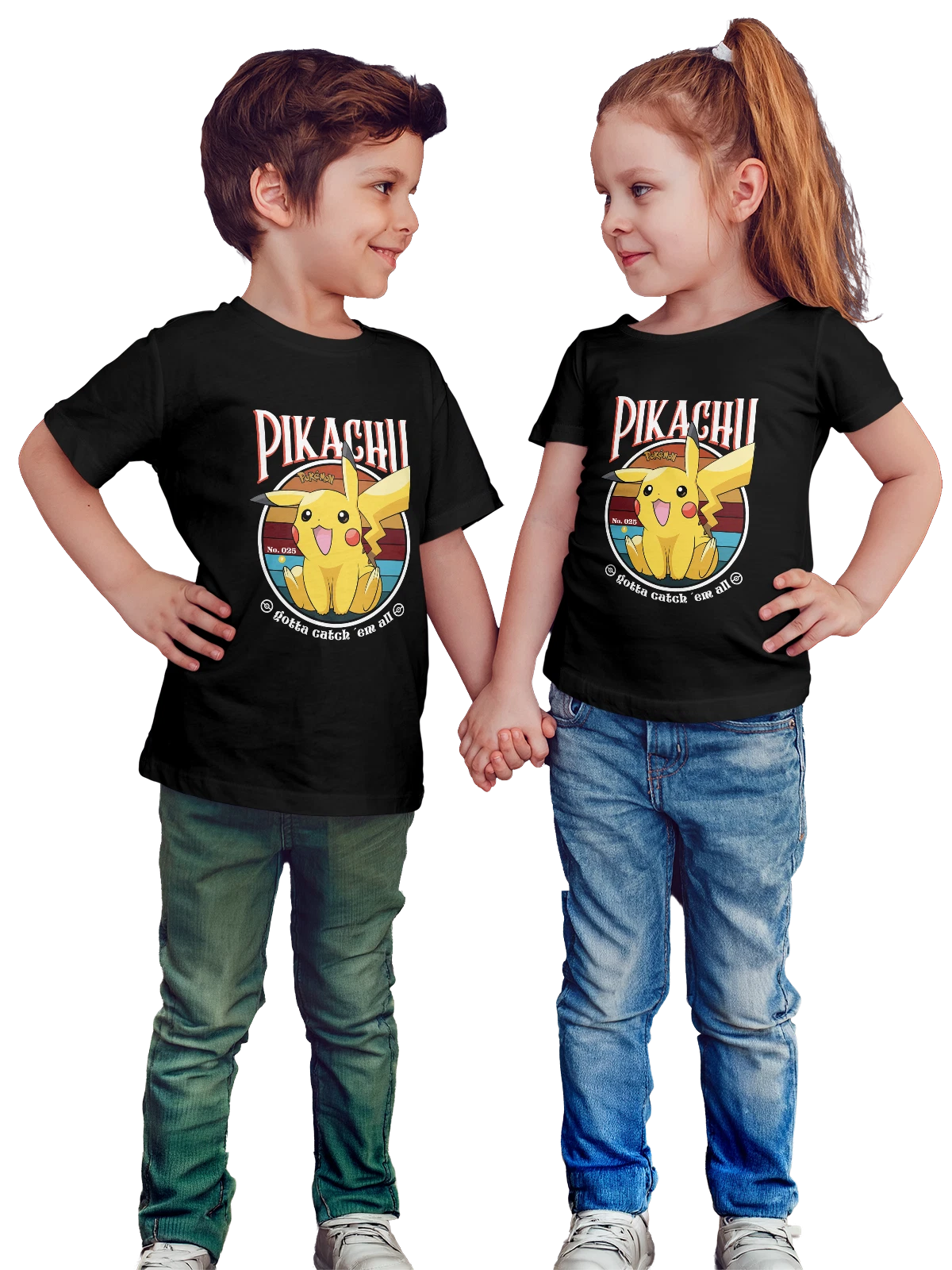 Футболка детская Пикачу Pokemon с покеболом No025 чёрная с принтом — игровой персонаж — Чёрная, фото 1