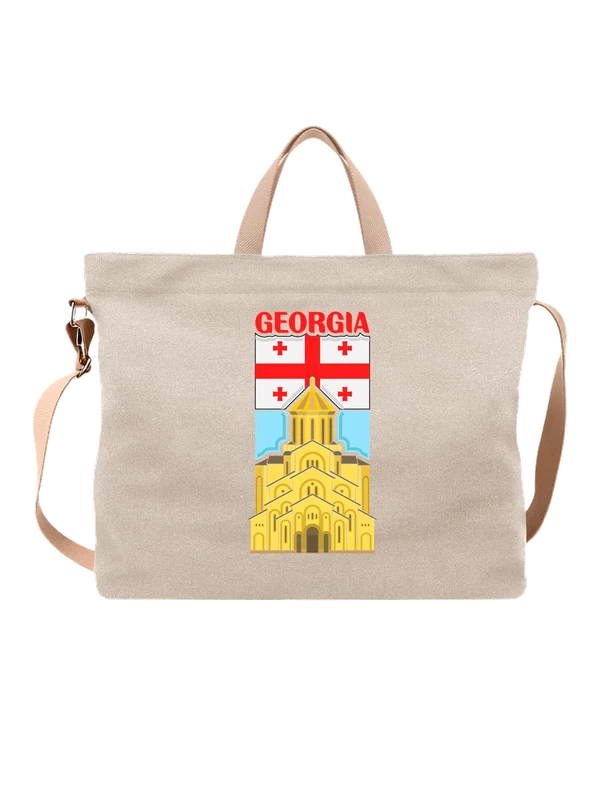 Сумка с флагом Грузии Georgia Цминда Самеба — Белая, фото 1
