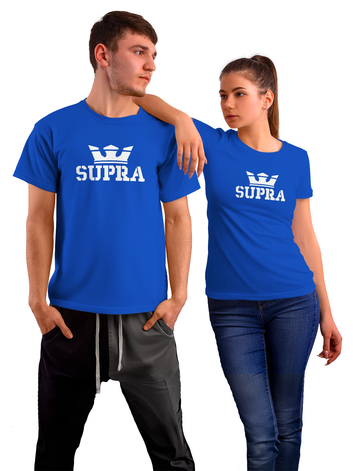 Футболка Supra синяя с принтом — турбированный двигатель — Синяя, фото 1