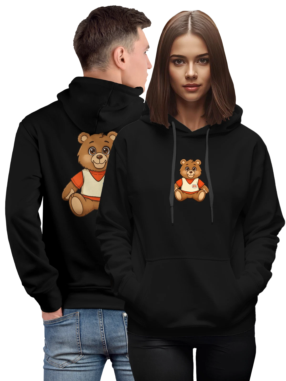 Худи Ruxpin, плюшевый медвежонок чёрное с принтом — детский герой — Чёрная, фото 1