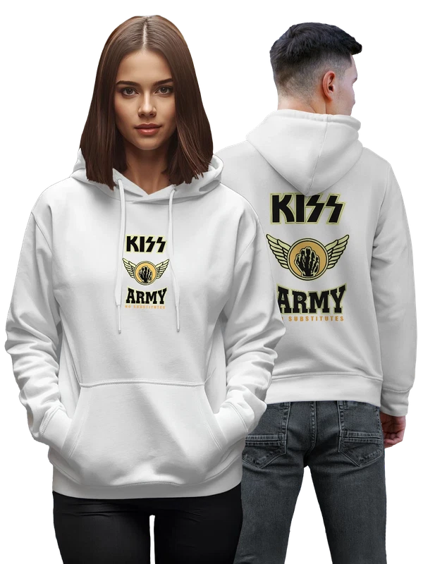 Худи KISS Army с эмблемой крыльев и кулака — Белая, фото 1