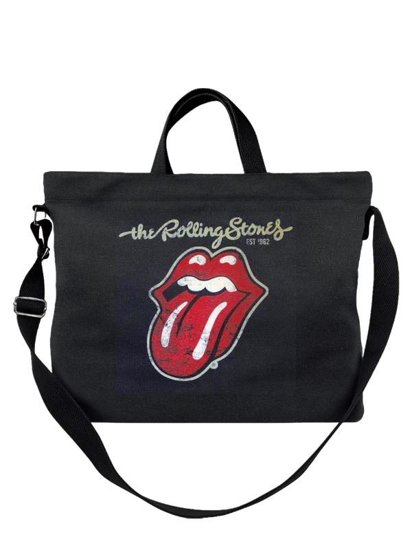 Сумка Rolling Stones логотип язык группы цветной — Чёрная, фото 1