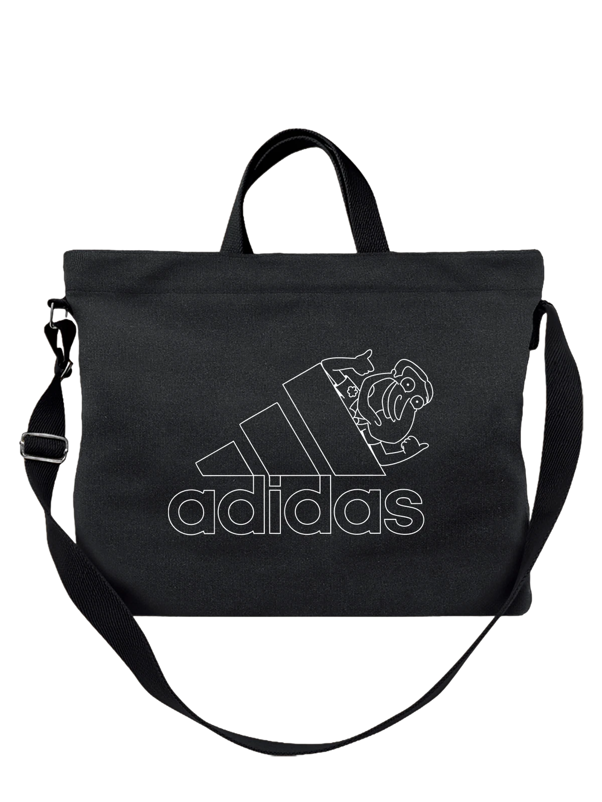 Сумка Adidas чёрная с принтом — жест большой палец — Чёрная, фото 1