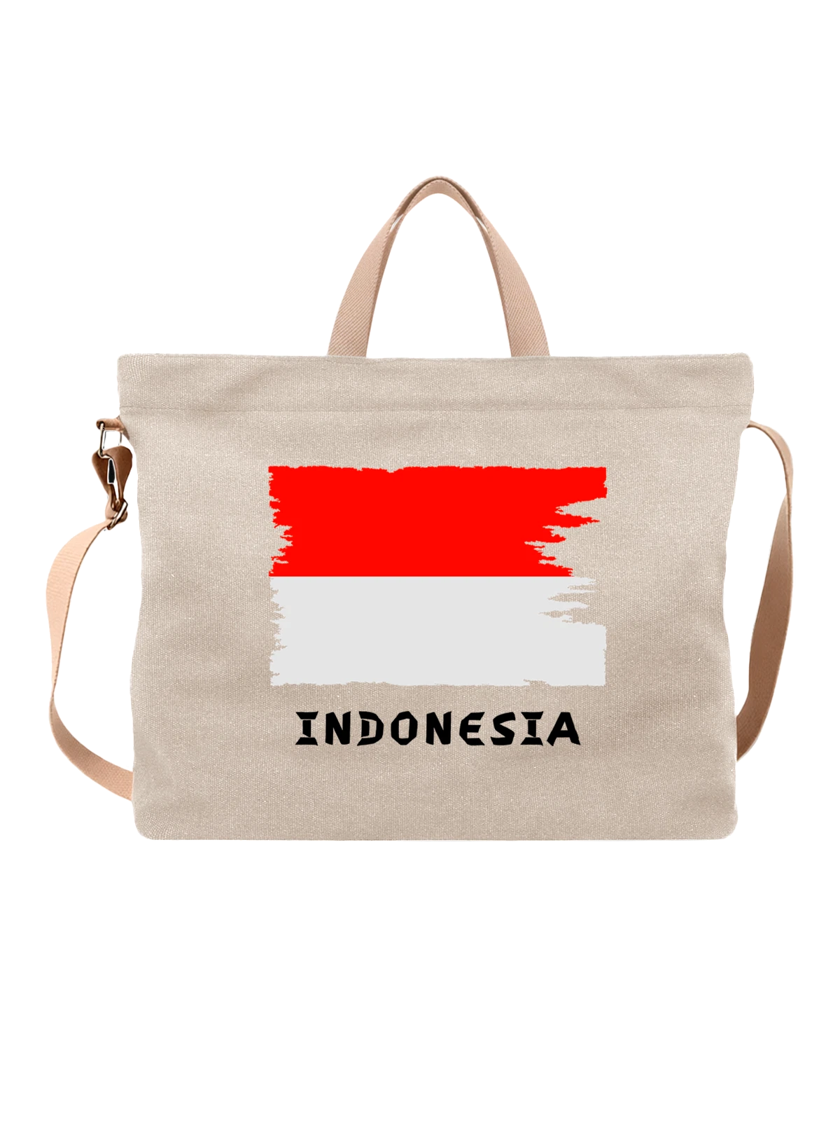 Сумка с флагом Индонезии Indonesia белая с принтом — национальная символика — Белая, фото 1