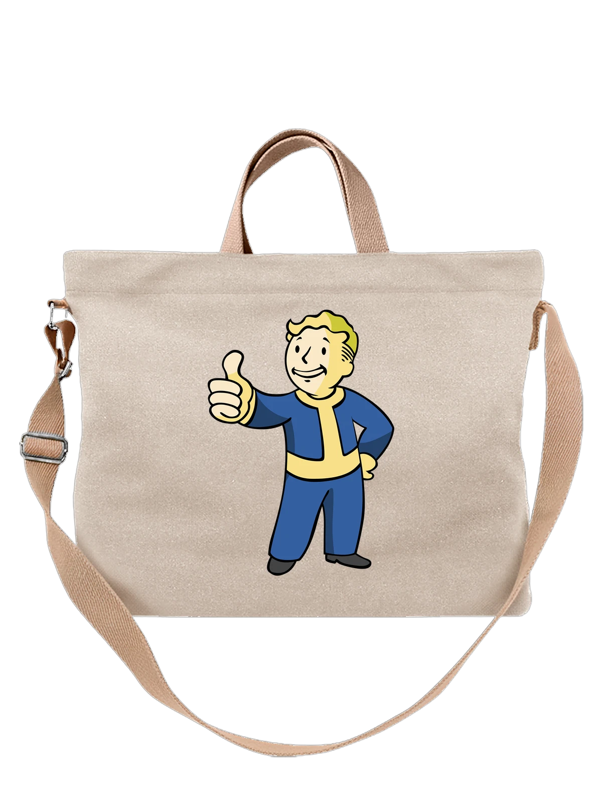 Сумка Фоллаут Fallout Волт Бой белая с принтом — футболка подростку — Белая, фото 1