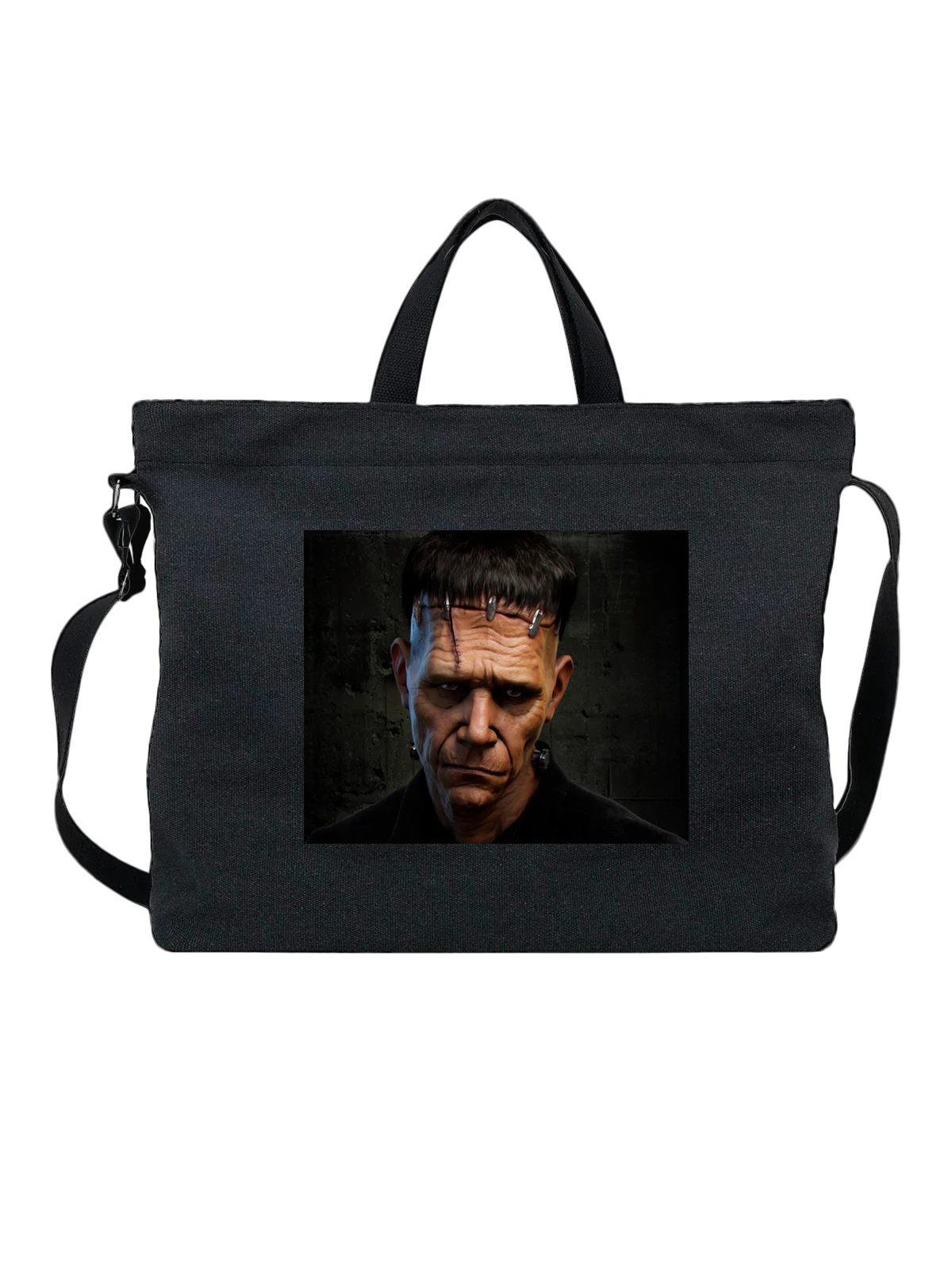 Сумка чёрная с принтом Графика frankenstein франкенштейн — яркая графика — Чёрная, фото 1