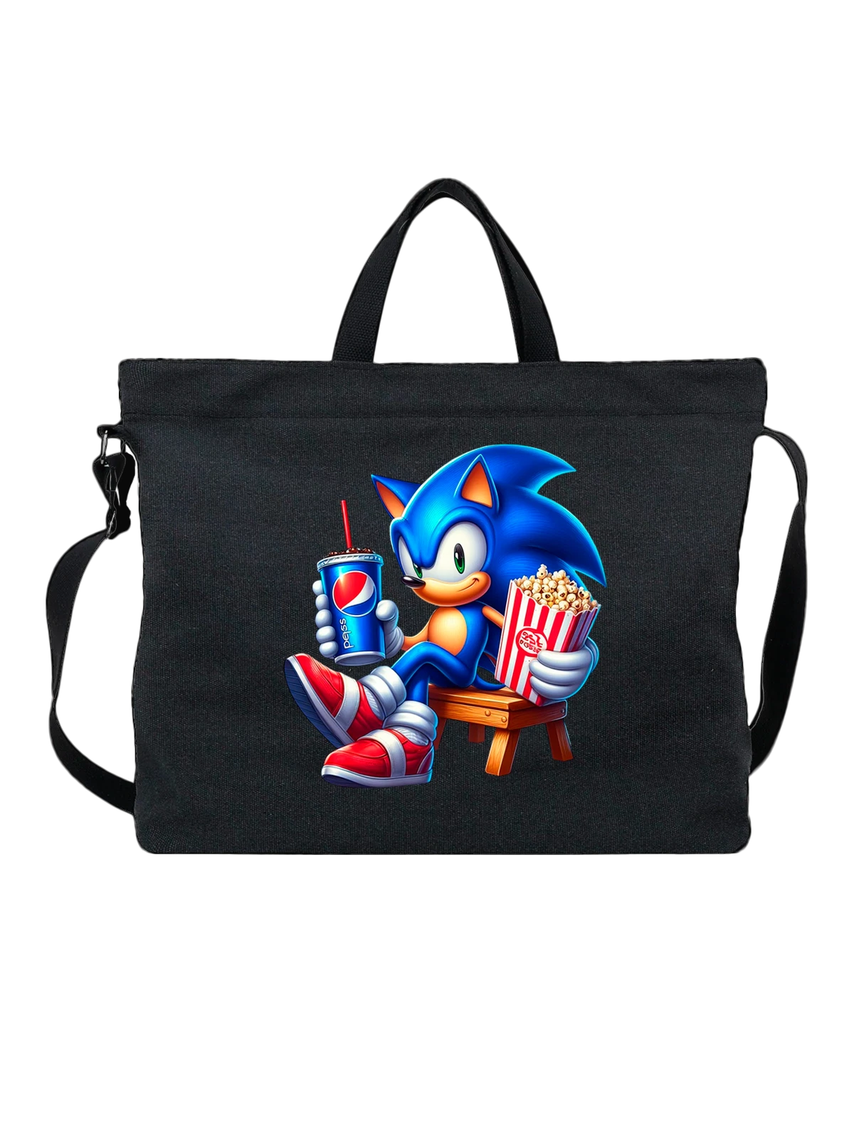 Сумка с Супер Соником Super Sonic чёрная с принтом — кухня и продукты — Чёрная, фото 1