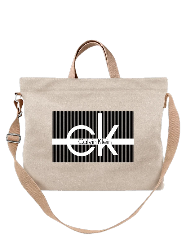 Сумка Calvin Klein логотип CK белый среди листьев — Белая, фото 1