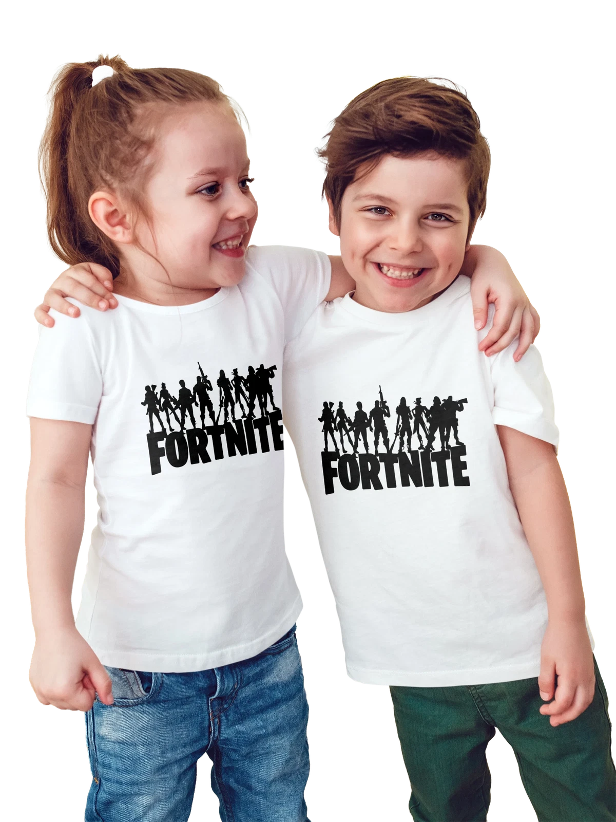 Футболка детская Fortnite белая с принтом — монохромный принт — Белая, фото 1