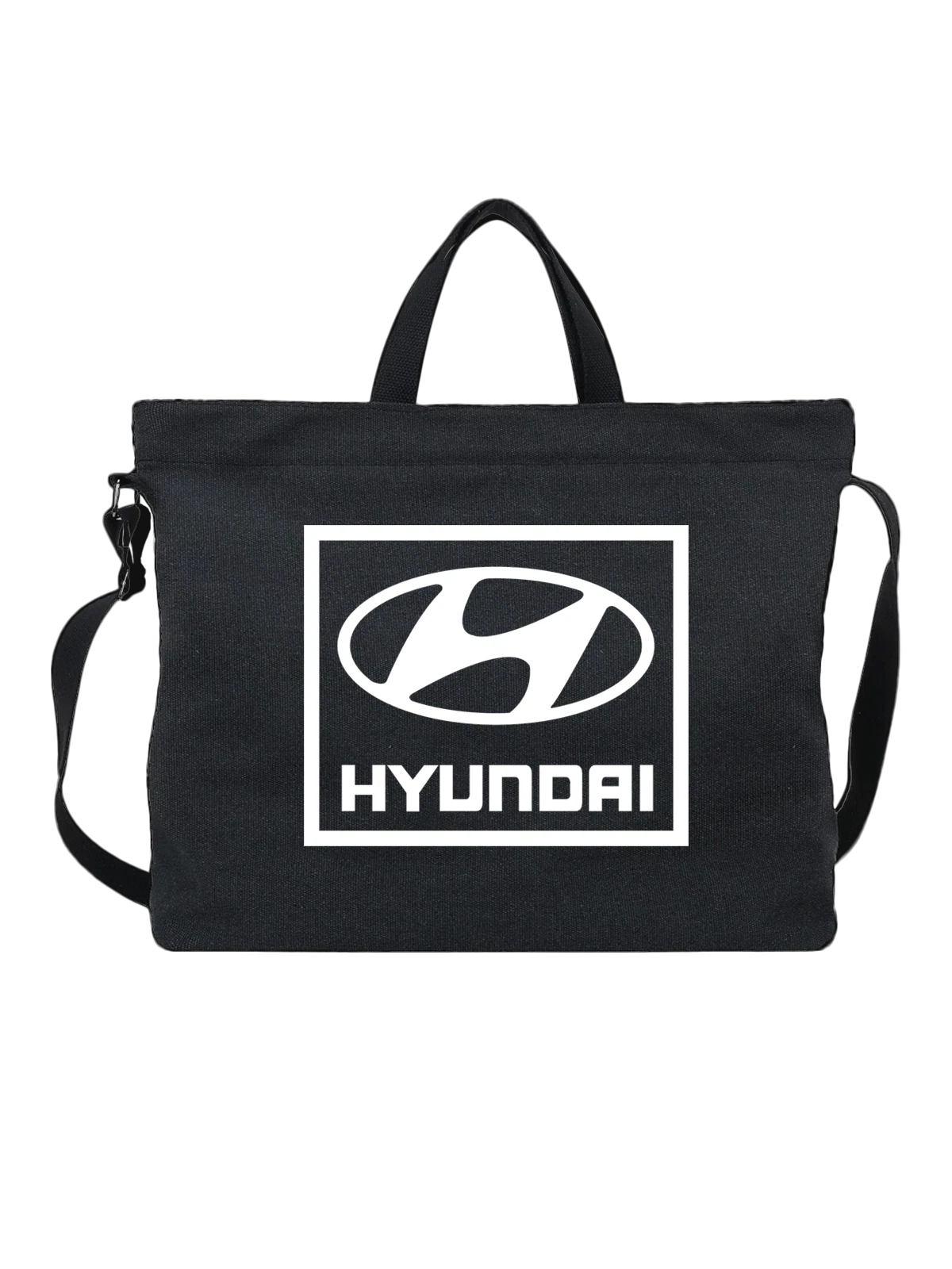 Сумка Hyundai чёрная с принтом — монохромный принт — Чёрная, фото 1