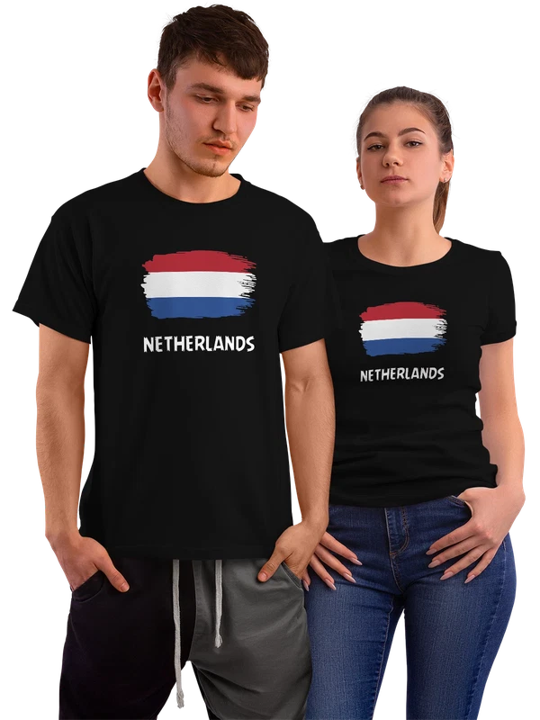 Футболка с флагом Нидерланды Netherlands — Чёрная, фото 1