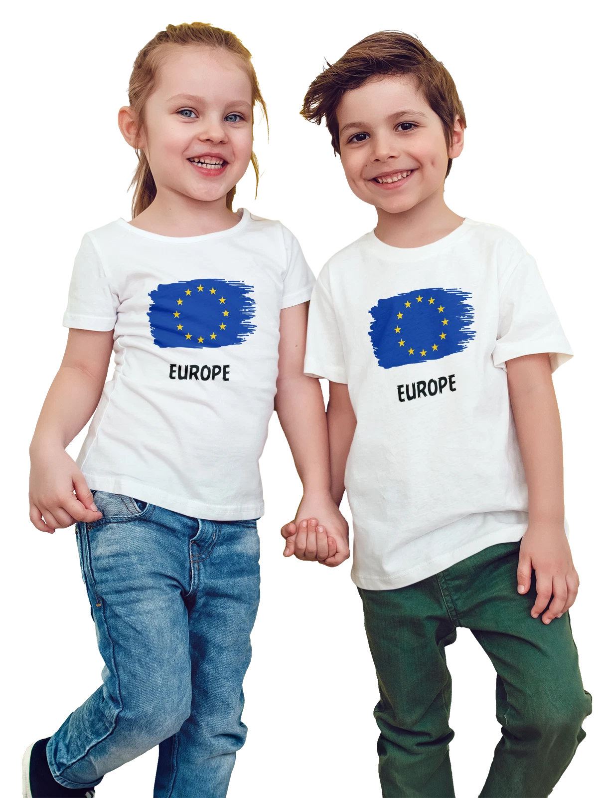 Футболка детская Флаг Европейского союза European Union белая с принтом — патриотический принт — Белая, фото 1