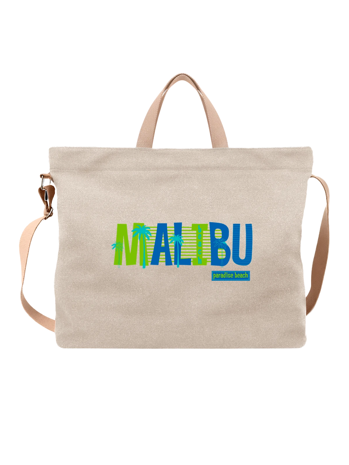 Сумка с надписью Малибу Malibu белая с принтом — подарок с юмором — Белая, фото 1