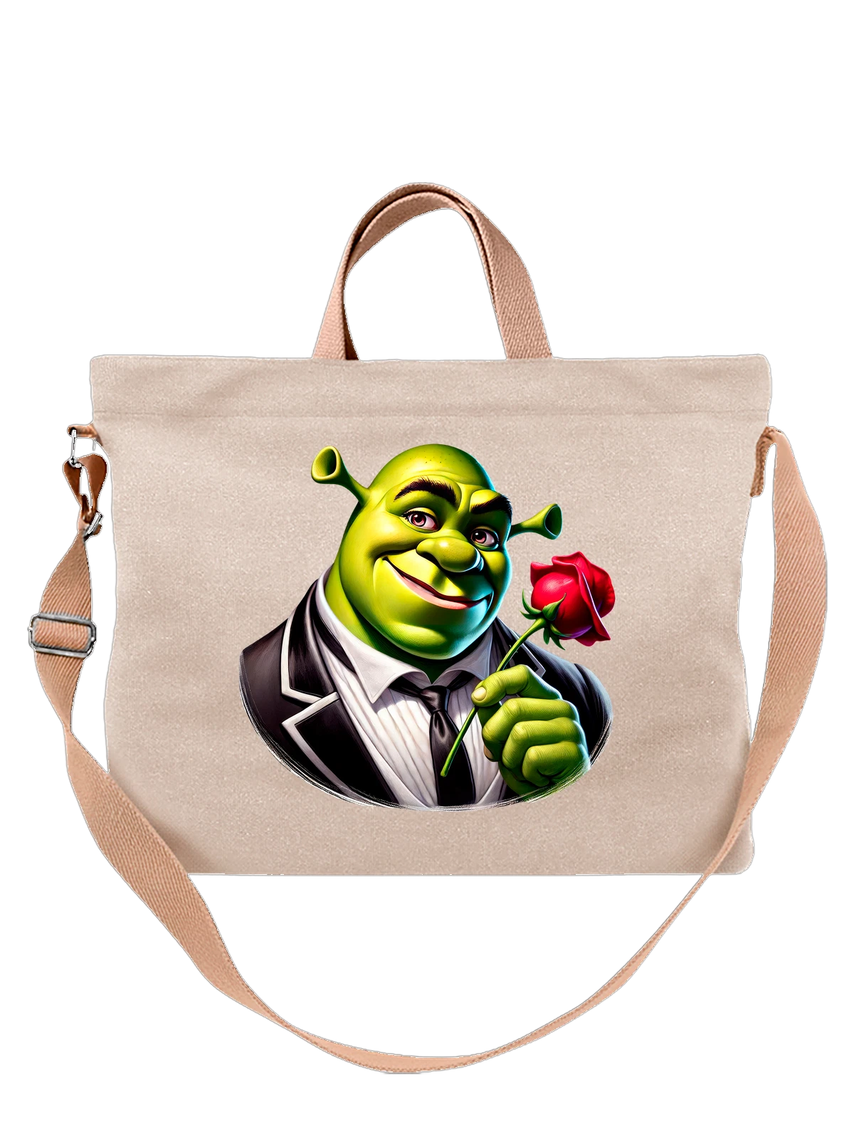 Сумка Шрек Shrek с розой белая с принтом — подарок любимой — Белая, фото 1