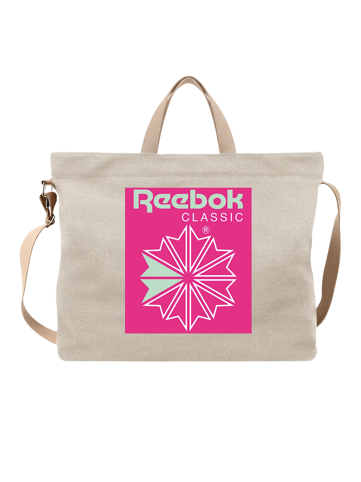 Сумка Reebok белая с принтом — контрастная ретро эмблема — Белая, фото 1