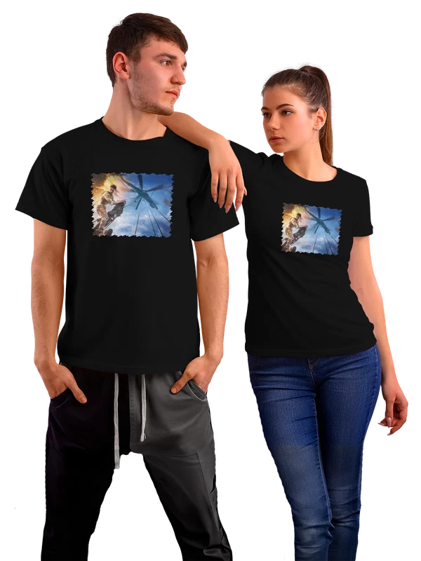 Футболка Том Холланд в роли Натана Дрейка Uncharted — Чёрная, фото 1