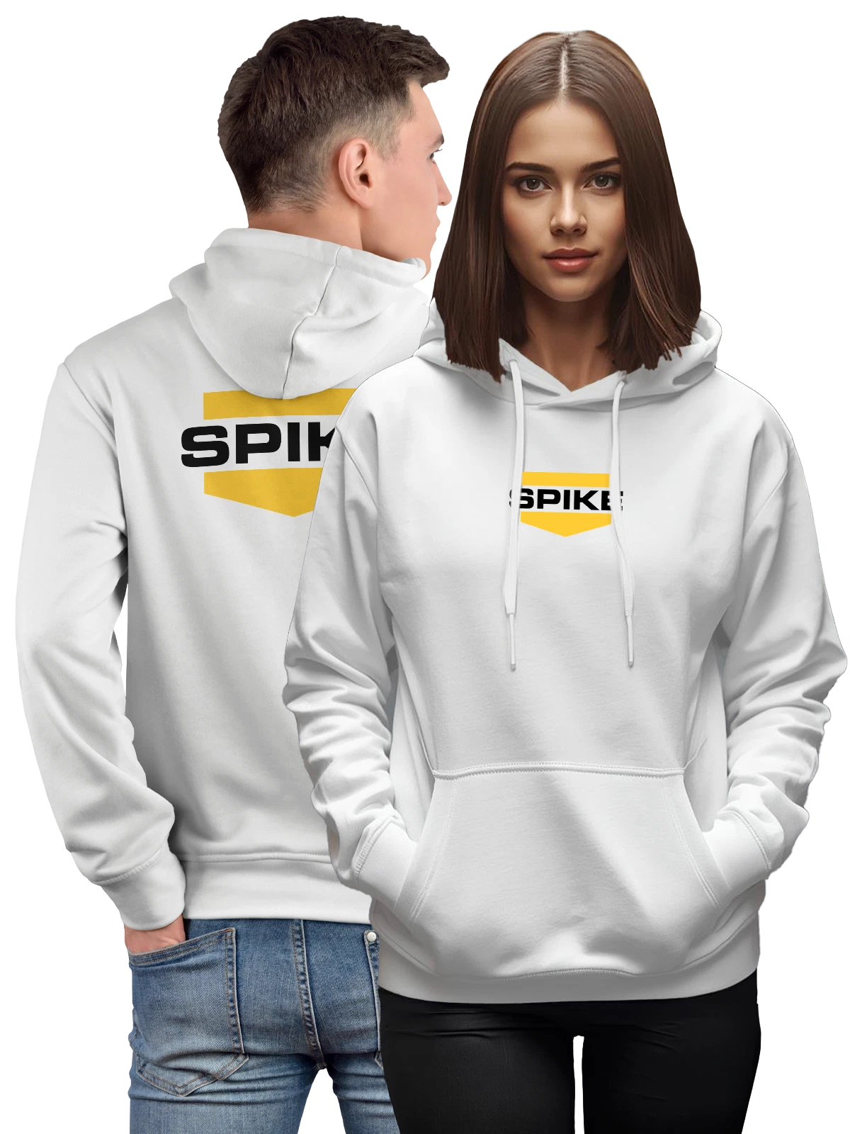 Худи Spike белое с принтом — энергичная композиция — Белая, фото 1