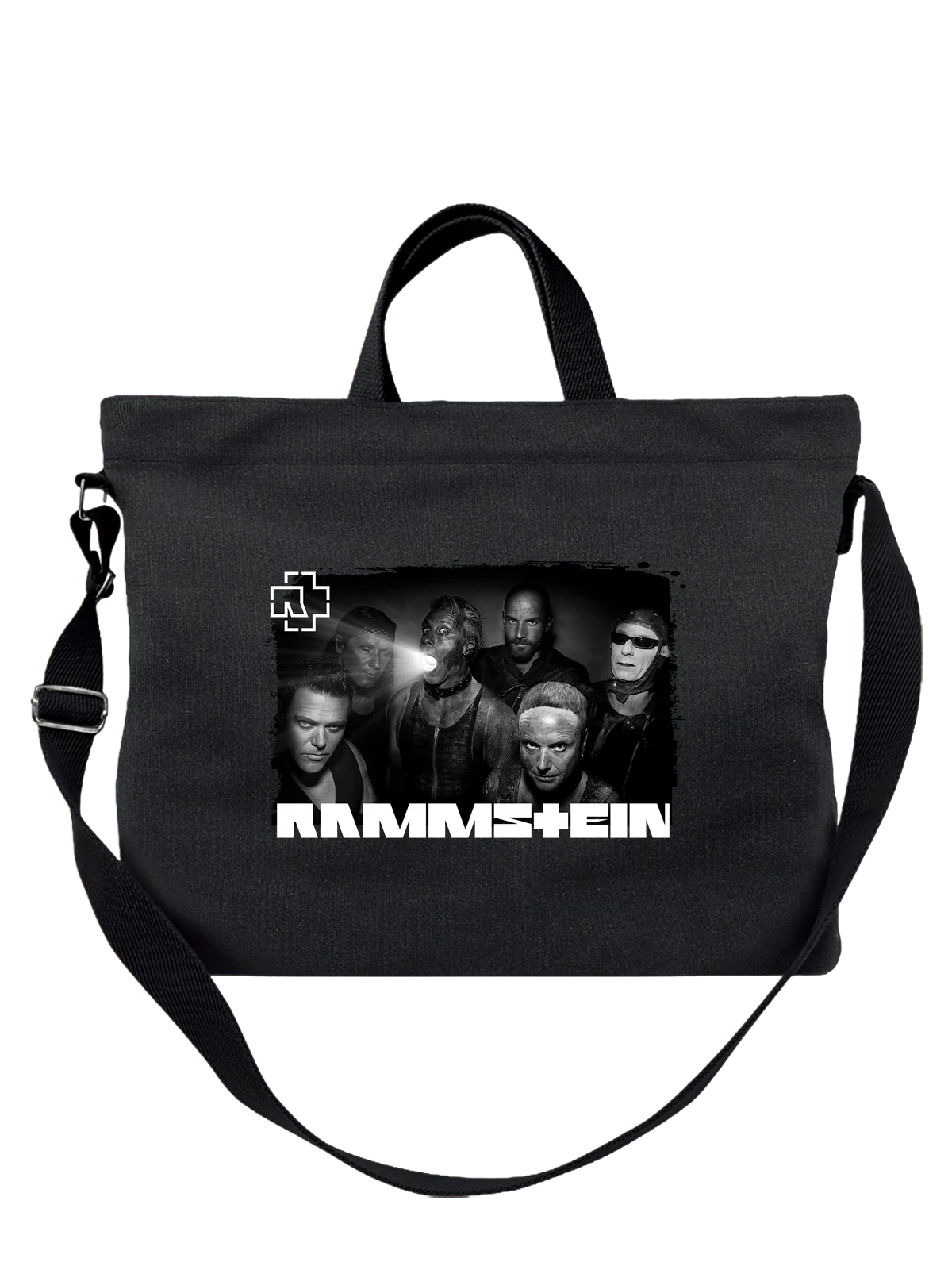 Сумка с группой Rammstein Раммштайн чёрная с принтом — гитарная музыка — Чёрная, фото 1